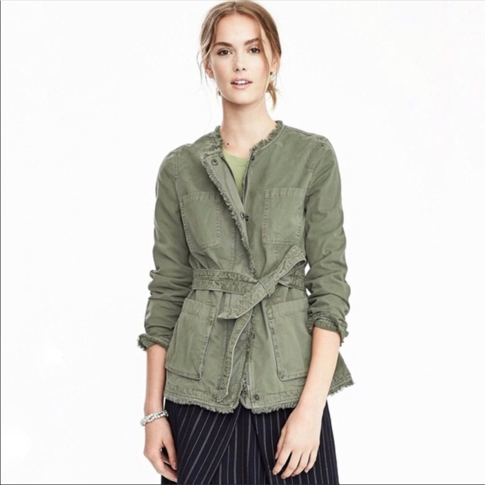 Banana Republic Green Jacket Fray Hem Military